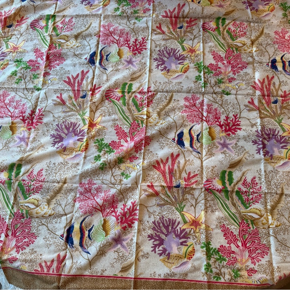 Jim Thompson Oceanic Coral Large Cotton Wrap with Pink and Green Accents